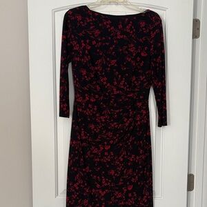 Ralph Lauren Black and Red Floral Long Sleeve Dress